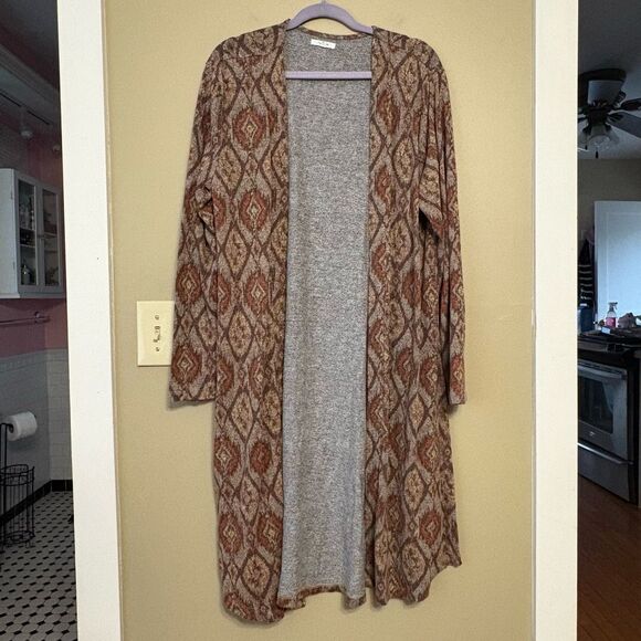 Maurices Women’s Brown Geometric Duster Cardigan Extra Large - Picture 1 of 11